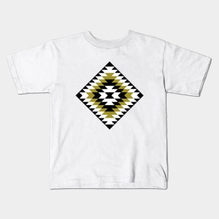 Aztec Symbol Diamond Black White Gold Kids T-Shirt